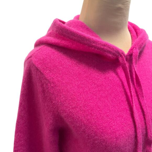 Saks 5th Avenue 100% Cashmere Hoodie Sweater Magenta Pink - Picture 3 of 9